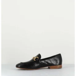 Mocassins Plats En Cuir Souple Noir & Mors Dore - N125 Nero