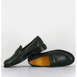 Mocassins Plats En Cuir Souple Vert Fonce - P906 Seta Muschio