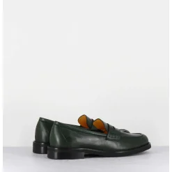 Mocassins Plats En Cuir Souple Vert Fonce - P906 Seta Muschio
