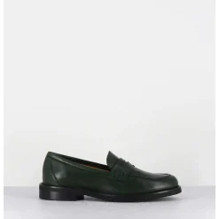 Mocassins Plats En Cuir Souple Vert Fonce - P906 Seta Muschio