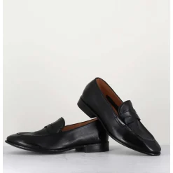 Mocassins Plats En Cuir Souple Noir- Dunia 80013 Black