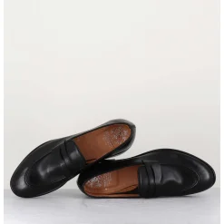 Mocassins Plats En Cuir Souple Noir- Dunia 80013 Black