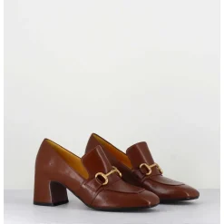 Mocassins 70S A Talon En Cuir Camel Bout Carre - H759 Seta Castoro