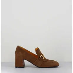 Mocassins 70S A Talon En Daim Camel Bout Carre - Acero