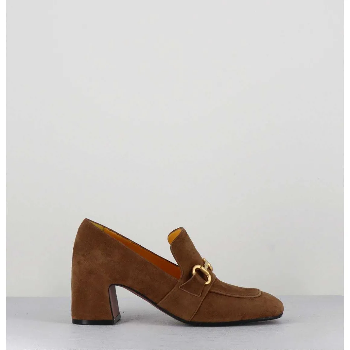 Mocassins 70S A Talon En Daim Camel Bout Carre - Acero