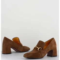 Mocassins 70S A Talon En Daim Camel Bout Carre - Acero