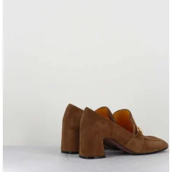 Mocassins 70S A Talon En Daim Camel Bout Carre - Acero