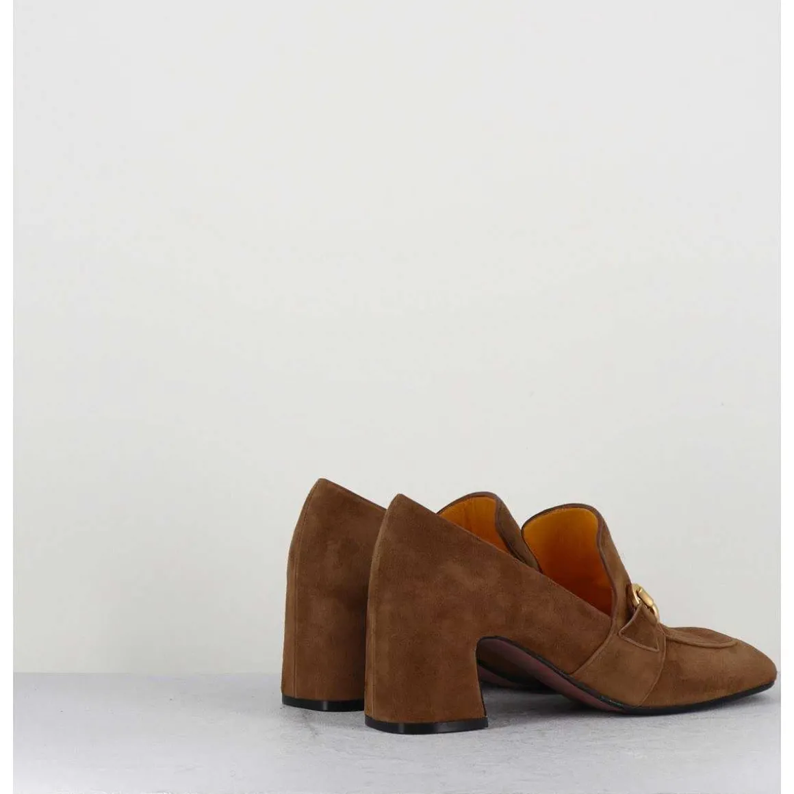 Mocassins 70S A Talon En Daim Camel Bout Carre - Acero