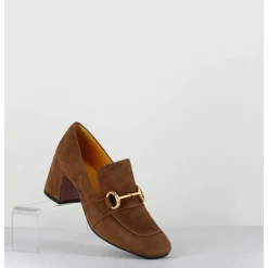 Mocassins 70S A Talon En Daim Camel Bout Carre - Acero