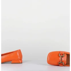 Mocassins 60S En Cuir Vernis Orange - Lake Naplak Arancio
