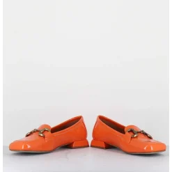 Mocassins 60S En Cuir Vernis Orange - Lake Naplak Arancio