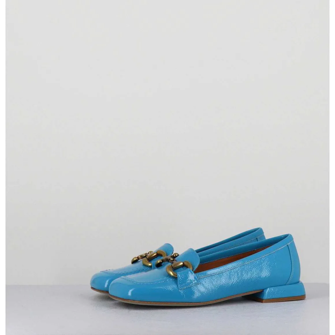 Mocassins 60S En Cuir Vernis Bleu - Lake Naplak Blu