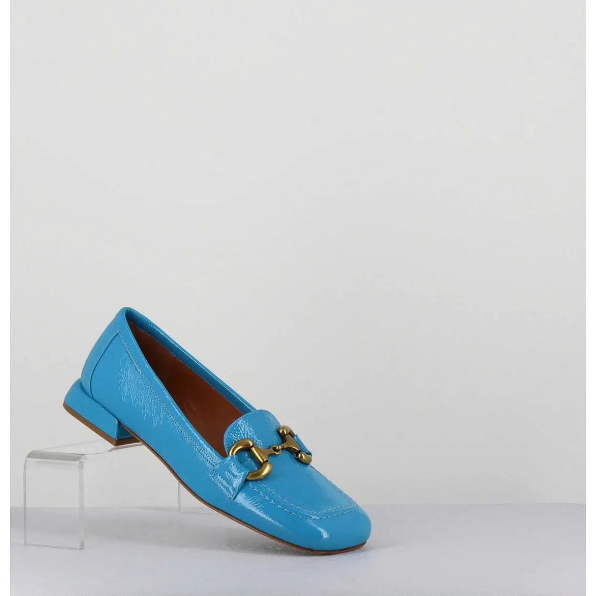 Mocassins 60S En Cuir Vernis Bleu - Lake Naplak Blu
