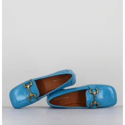 Mocassins 60S En Cuir Vernis Bleu - Lake Naplak Blu