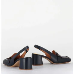 Mocassins Slingback A Talon En Cuir Bleu Nuit 70S - S242234 Remuve Blu