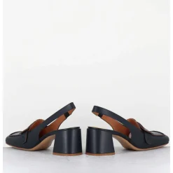 Mocassins Slingback A Talon En Cuir Bleu Nuit 70S - S242234 Remuve Blu