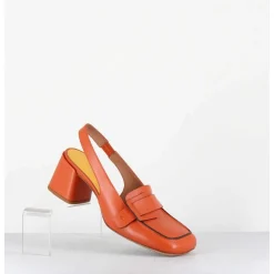 Mocassins Slingback A Talon En Cuir Orange 70S - S242234 Remuve Orange
