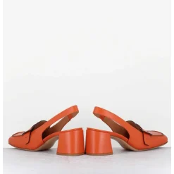 Mocassins Slingback A Talon En Cuir Orange 70S - S242234 Remuve Orange