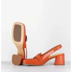 Mocassins Slingback A Talon En Cuir Orange 70S - S242234 Remuve Orange