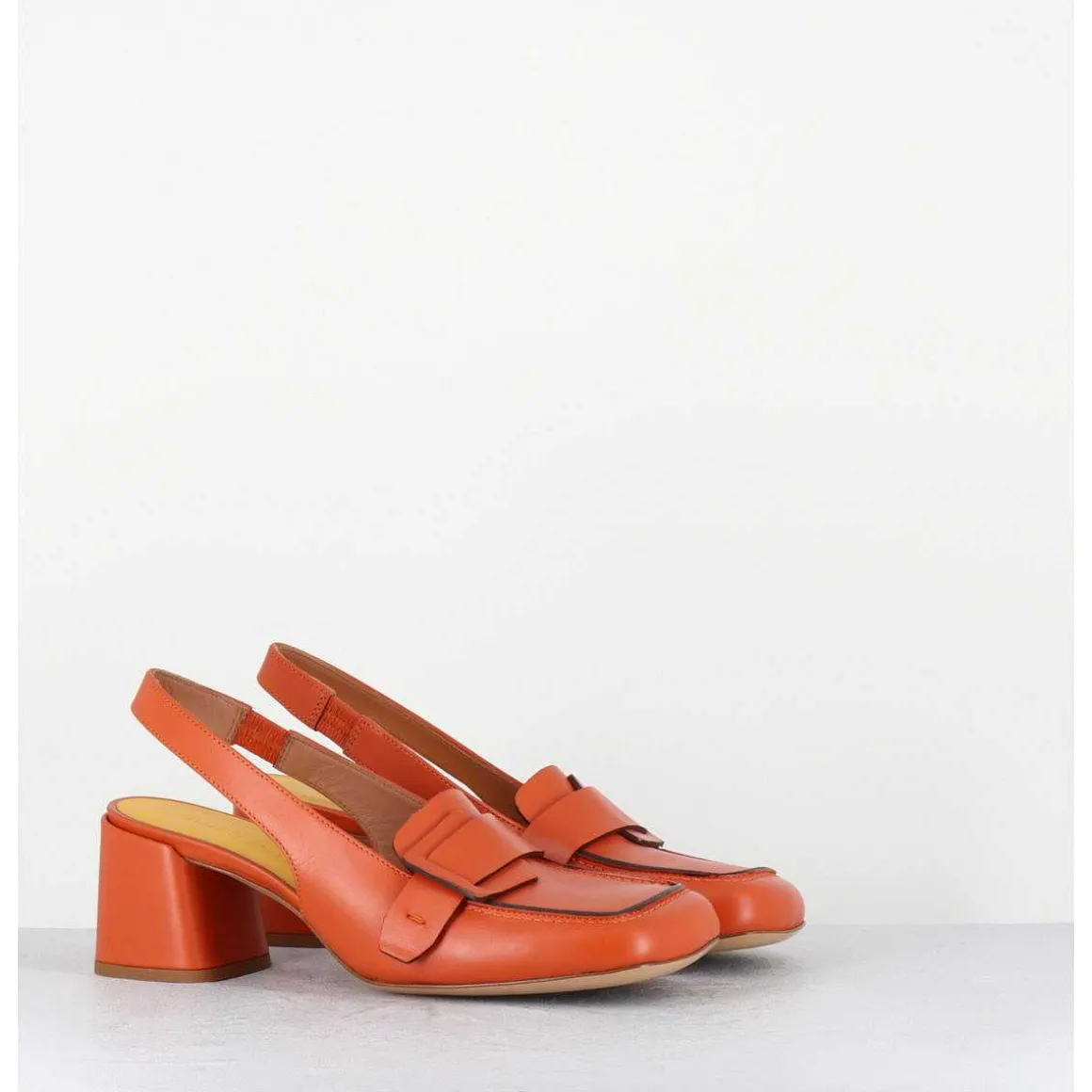Mocassins Slingback A Talon En Cuir Orange 70S - S242234 Remuve Orange