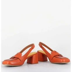 Mocassins Slingback A Talon En Cuir Orange 70S - S242234 Remuve Orange