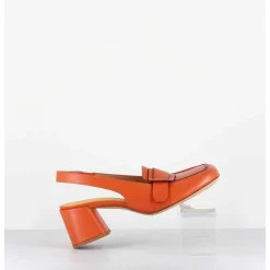 Mocassins Slingback A Talon En Cuir Orange 70S - S242234 Remuve Orange