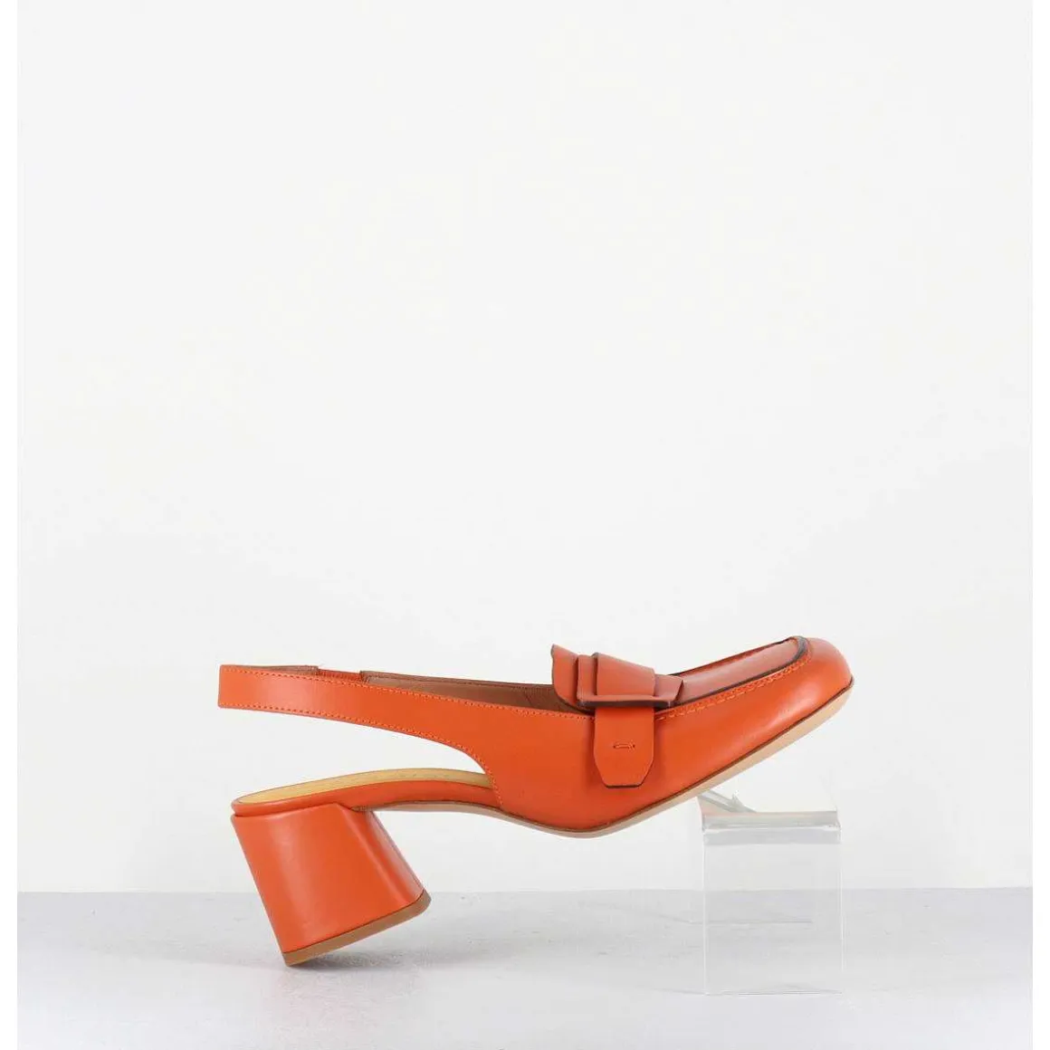 Mocassins Slingback A Talon En Cuir Orange 70S - S242234 Remuve Orange