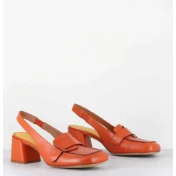 Mocassins Slingback A Talon En Cuir Orange 70S - S242234 Remuve Orange
