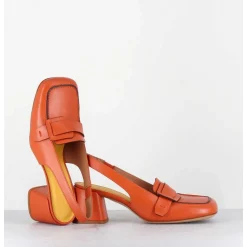 Mocassins Slingback A Talon En Cuir Orange 70S - S242234 Remuve Orange