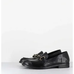 Mocassins Souple En Cuir Noir Avec Mors Cloute - 5246 Buf Nero