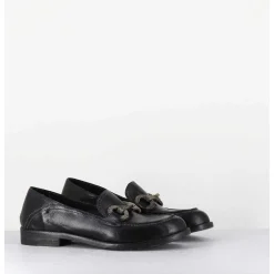 Mocassins Souple En Cuir Noir Avec Mors Cloute - 5246 Buf Nero