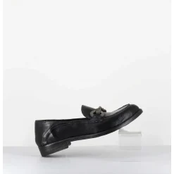 Mocassins Souple En Cuir Noir Avec Mors Cloute - 5246 Buf Nero
