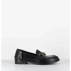 Mocassins Souple En Cuir Noir Avec Mors Cloute - 5246 Buf Nero