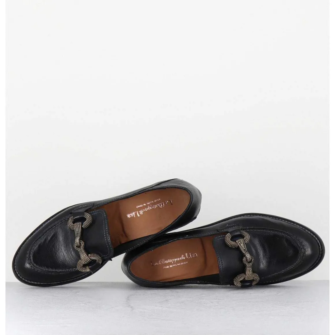 Mocassins Souple En Cuir Noir Avec Mors Cloute - 5246 Buf Nero