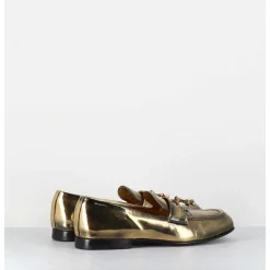Mocassins Souple En Cuir Metallise Dore - 60264 Capra Super Oro