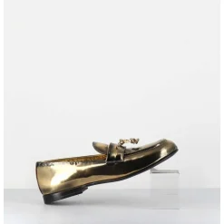 Mocassins Souple En Cuir Metallise Dore - 60264 Capra Super Oro