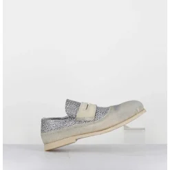 Mocassins Souples Cuir Argente & Crepe - 18800 Terenz Argento