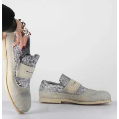 Mocassins Souples Cuir Argente & Crepe - 18800 Terenz Argento