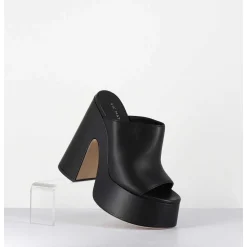 Mules A Haute Plateforme En Cuir Noir - 1C7102D Eclair Black