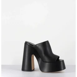 Mules A Haute Plateforme En Cuir Noir - 1C7102D Eclair Black