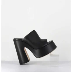 Mules A Haute Plateforme En Cuir Noir - 1C7102D Eclair Black