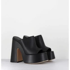 Mules A Haute Plateforme En Cuir Noir - 1C7102D Eclair Black