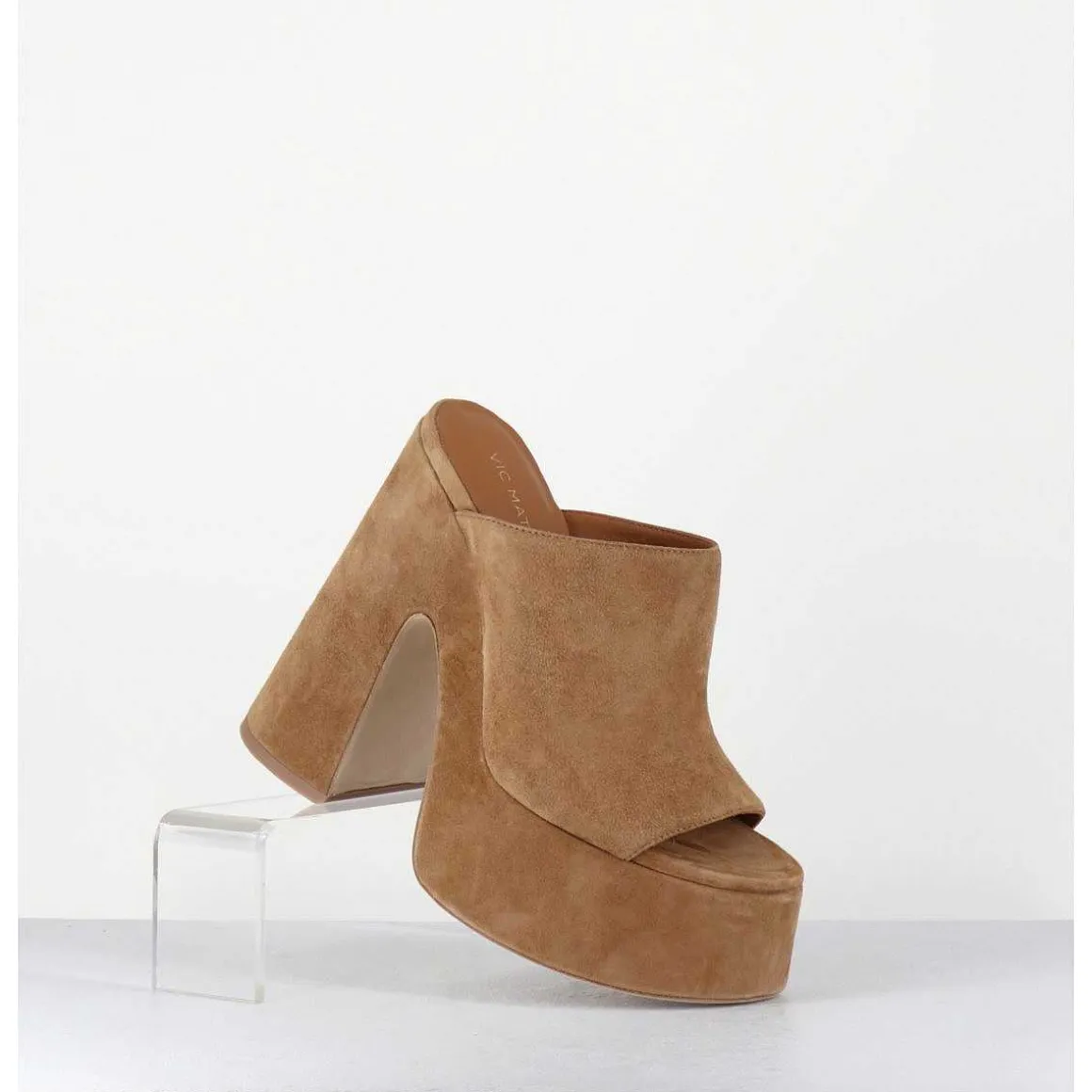 Mules A Haute Plateforme En Daim Camel- 1C7103D Chamois Thames