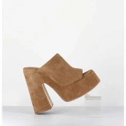 Mules A Haute Plateforme En Daim Camel- 1C7103D Chamois Thames