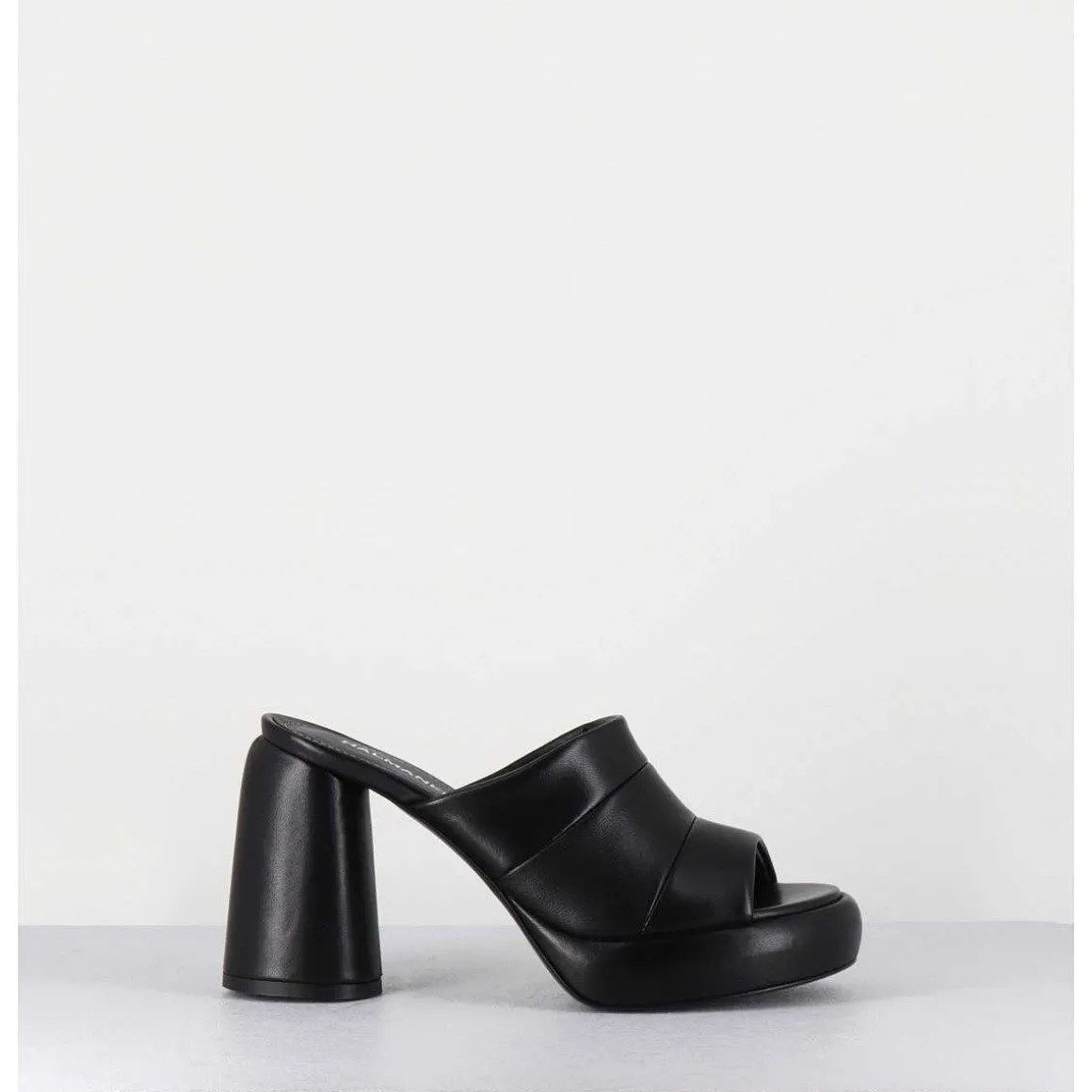 Mules A Plateforme En Cuir Noir - Erika02 Glaze Nero