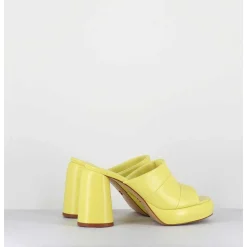 Mules A Plateforme En Cuir Jaune - Erika02 Glaze Limone