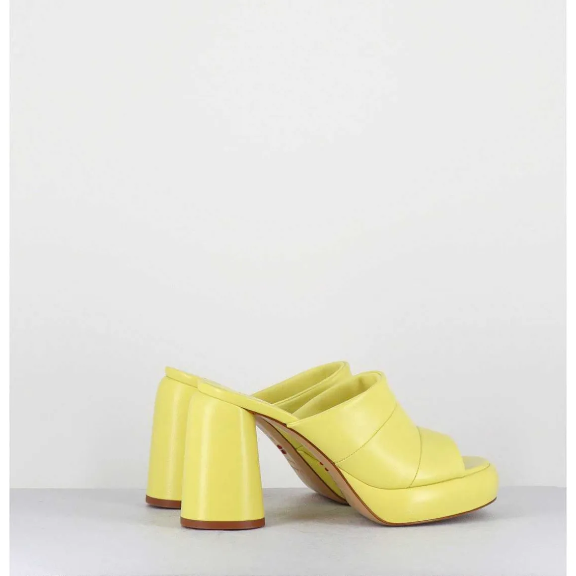 Mules A Plateforme En Cuir Jaune - Erika02 Glaze Limone