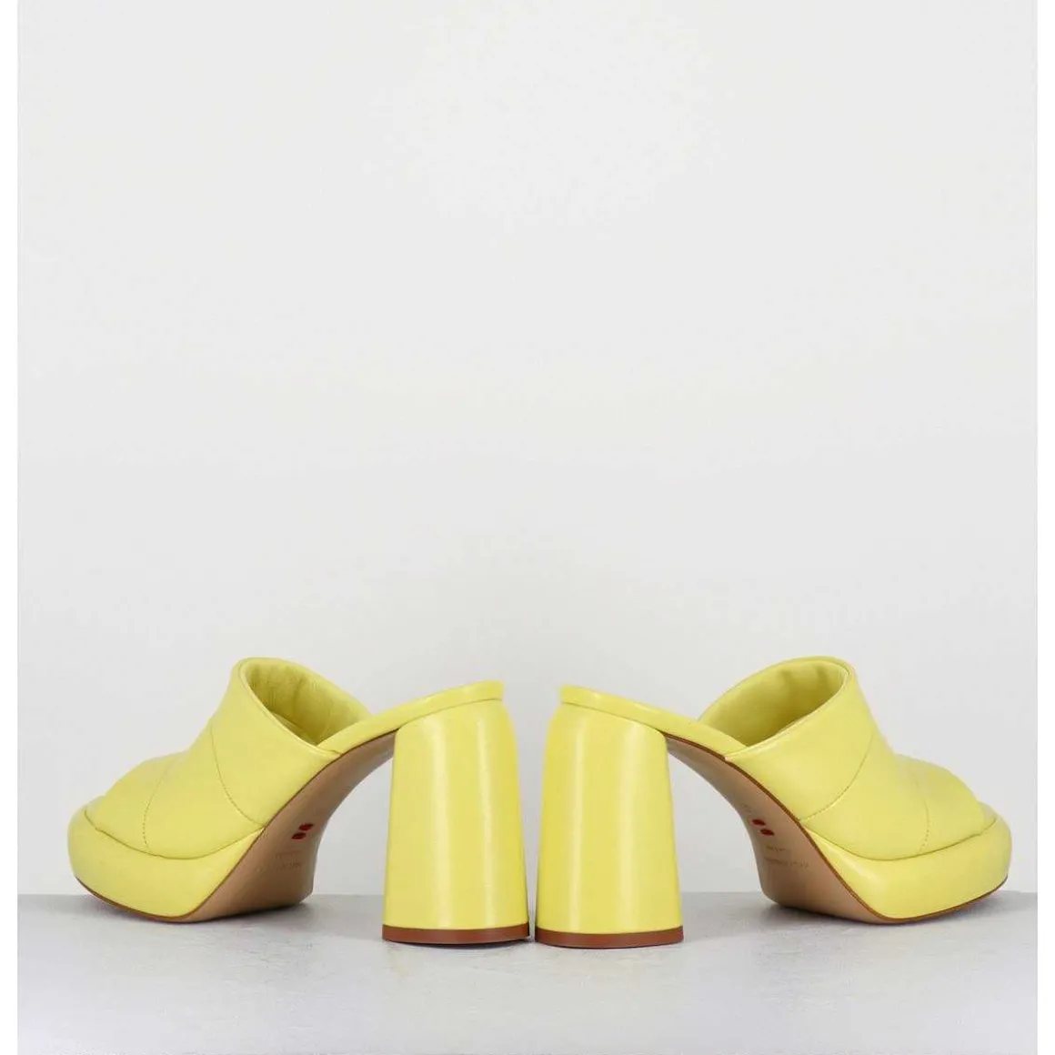 Mules A Plateforme En Cuir Jaune - Erika02 Glaze Limone
