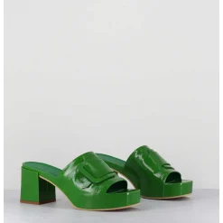 Mules A Plateforme Petit Talon Vernis Vert - 11532 Vetro Mela