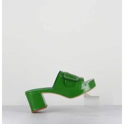 Mules A Plateforme Petit Talon Vernis Vert - 11532 Vetro Mela
